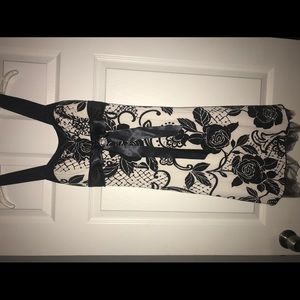 Black and white floral knee high dress